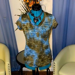 F21 |Tie Dye Distressed Top with Mesh inserts